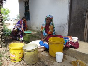 Children are helping with household chores